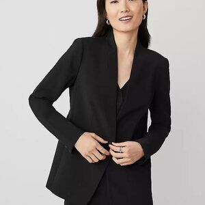 Ann Taylor Long Collarless Blazer - Size 12, Black